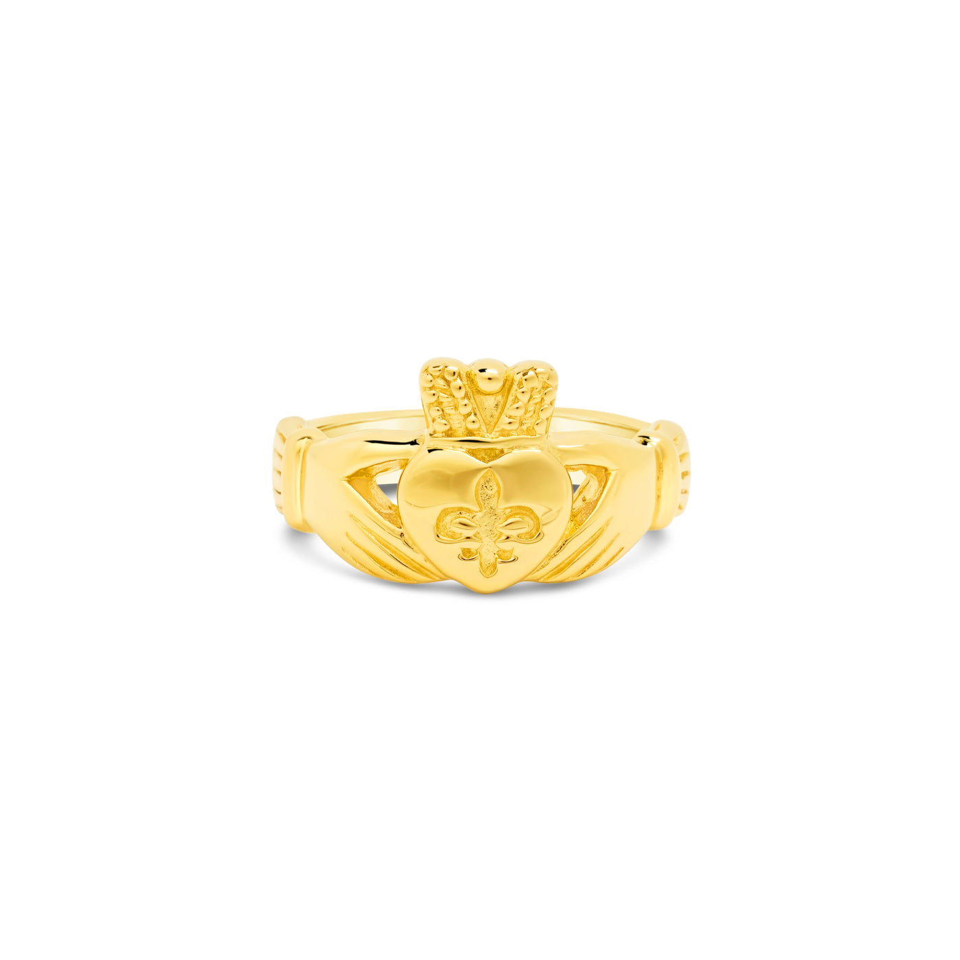 Fleur de Lis Claddagh Ring Gold Vermeil