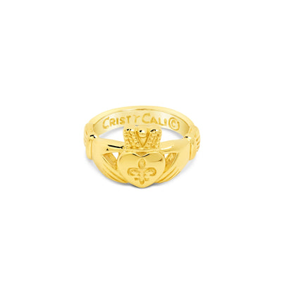 Fleur de Lis Claddagh Ring Gold Vermeil