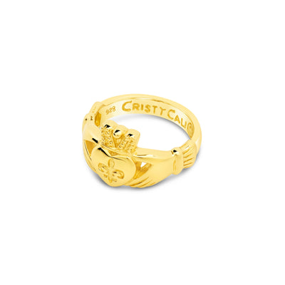 Fleur de Lis Claddagh Ring Gold Vermeil