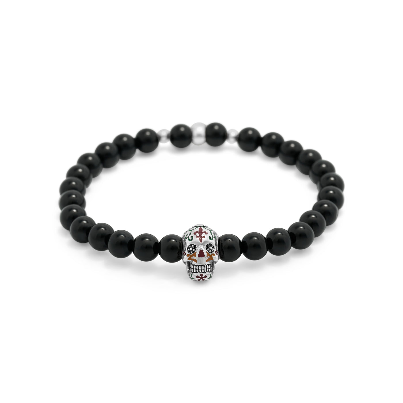 Carnival Sugar Skull Onyx Signature Stretch Bracelet