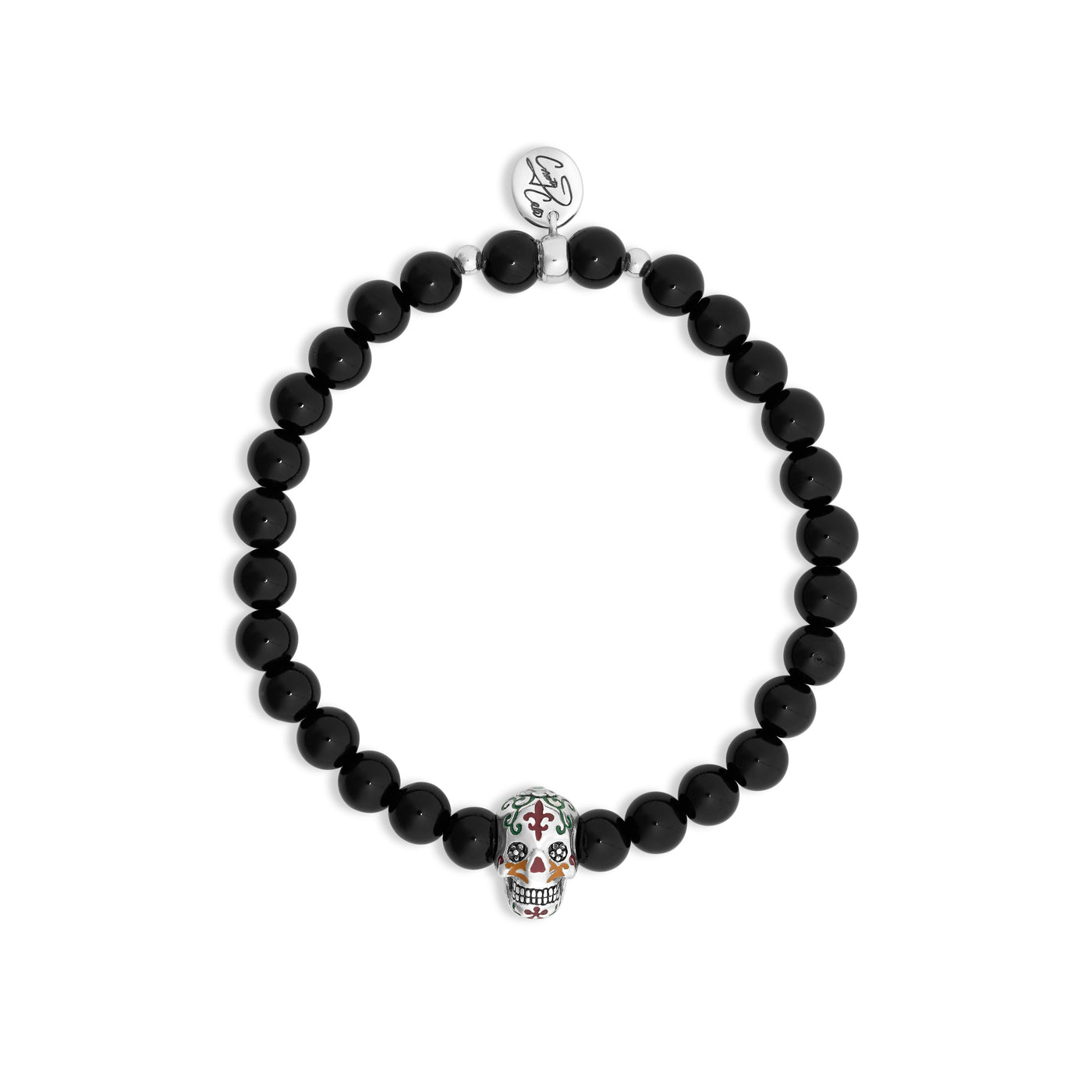 Carnival Sugar Skull Onyx Signature Stretch Bracelet