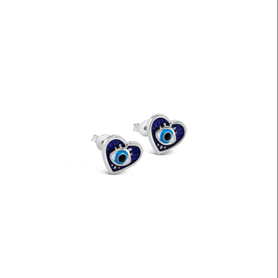 Mediterranean Blue Evil Eye Heart Earrings