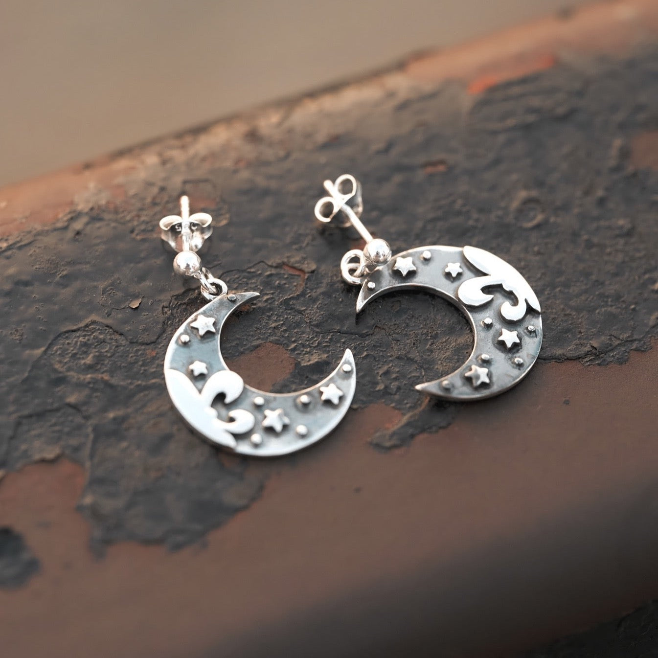 Fleur de Crescent Earrings