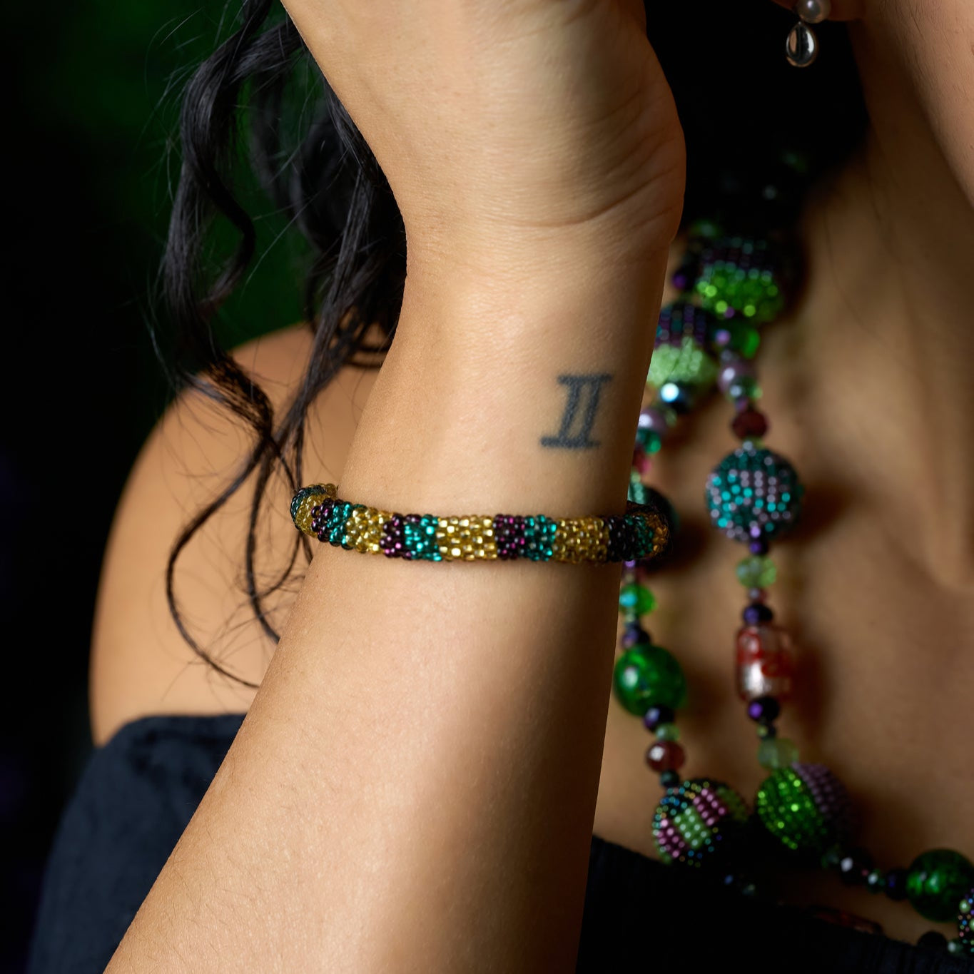 Guatemalan King Cake Beaded Stretch Bracelet