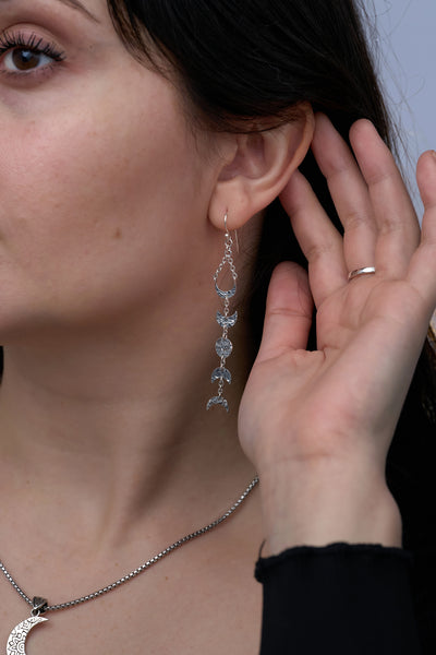 Hammered Moon Phase Earrings