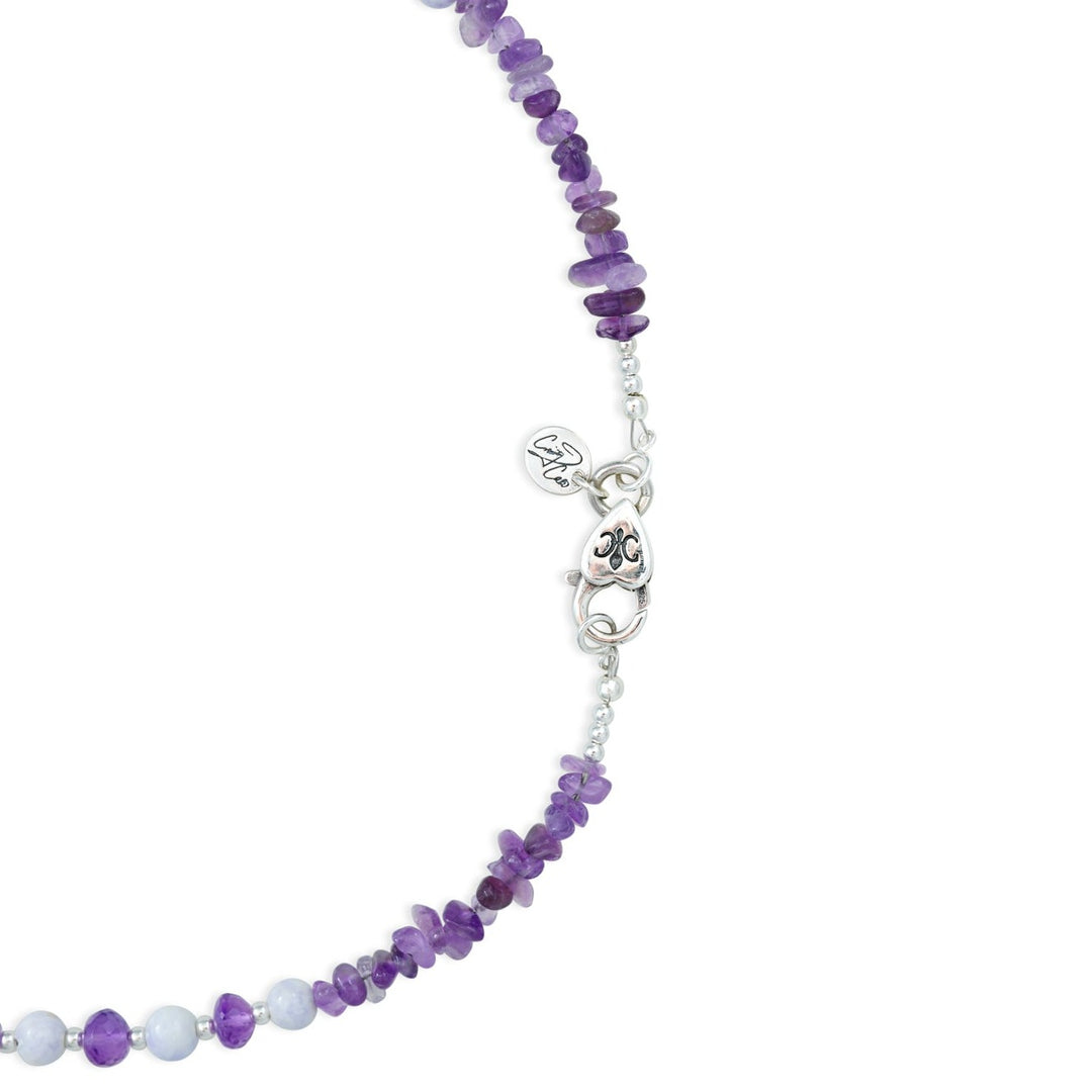 Gorgeous Brand New Lavender Jade, Amethyst and CZ Sterling Silver Necklace shops