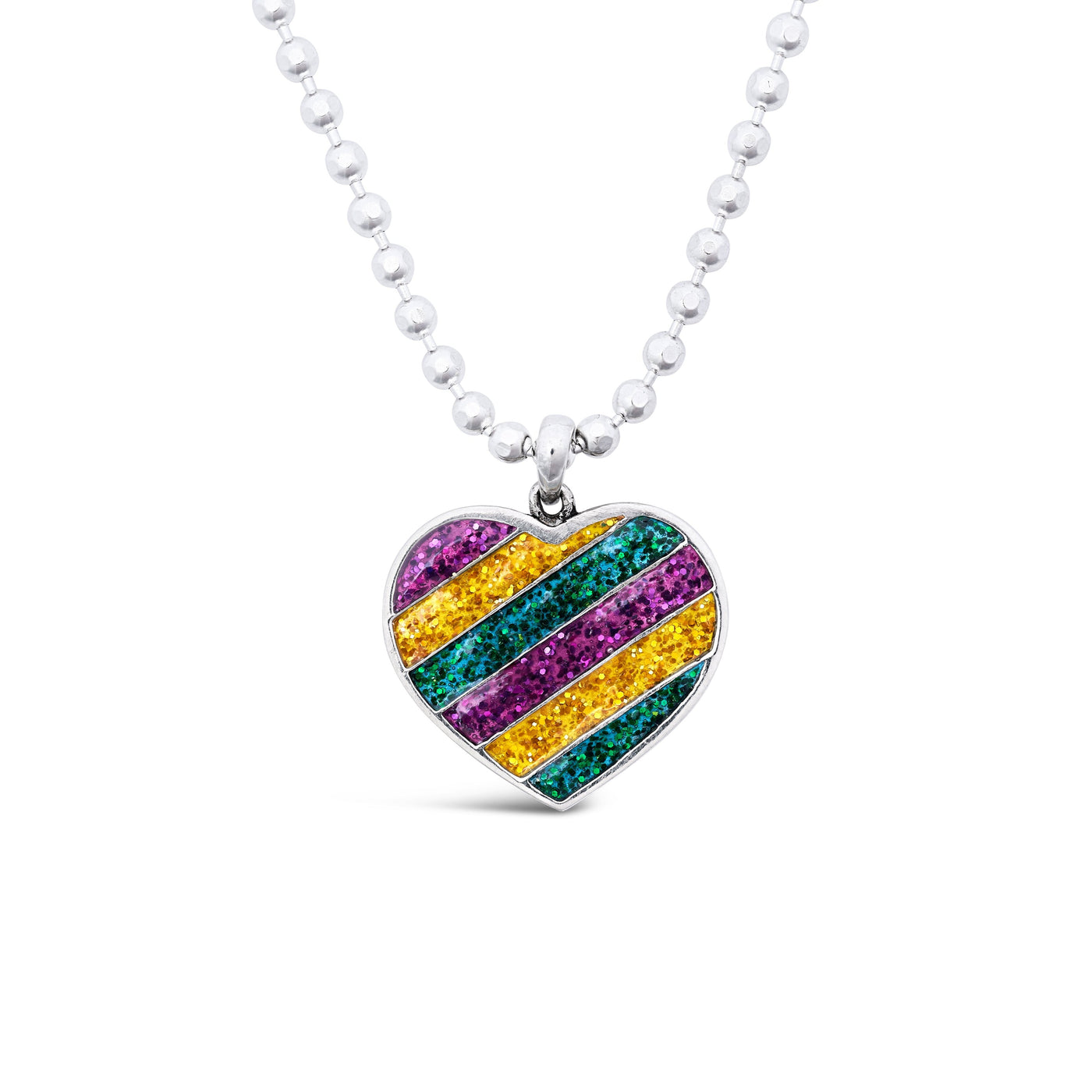 Mardi Gras Heart Charm - Large