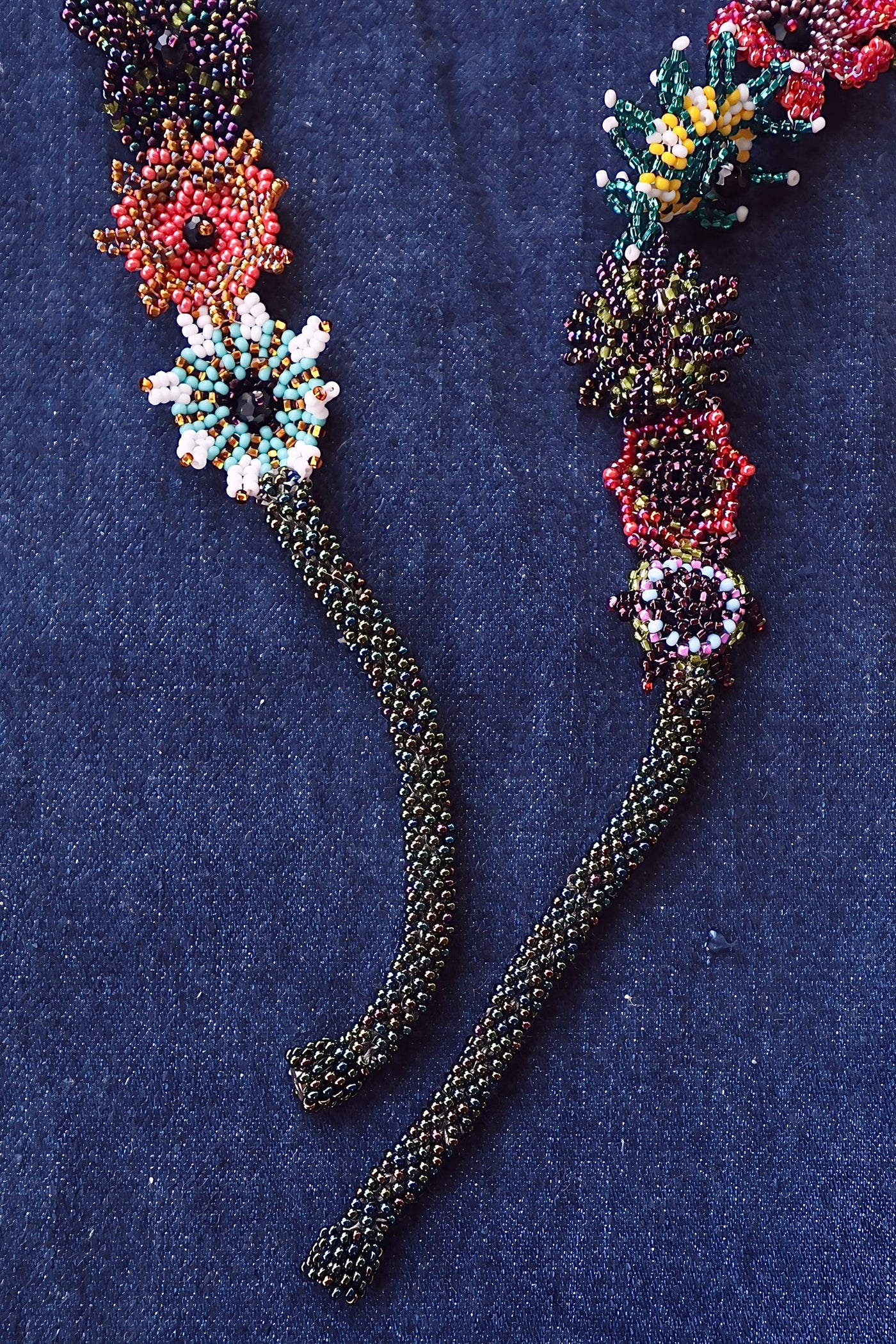 Mardi Gras Flowers Guatemalan Beaded Necklace