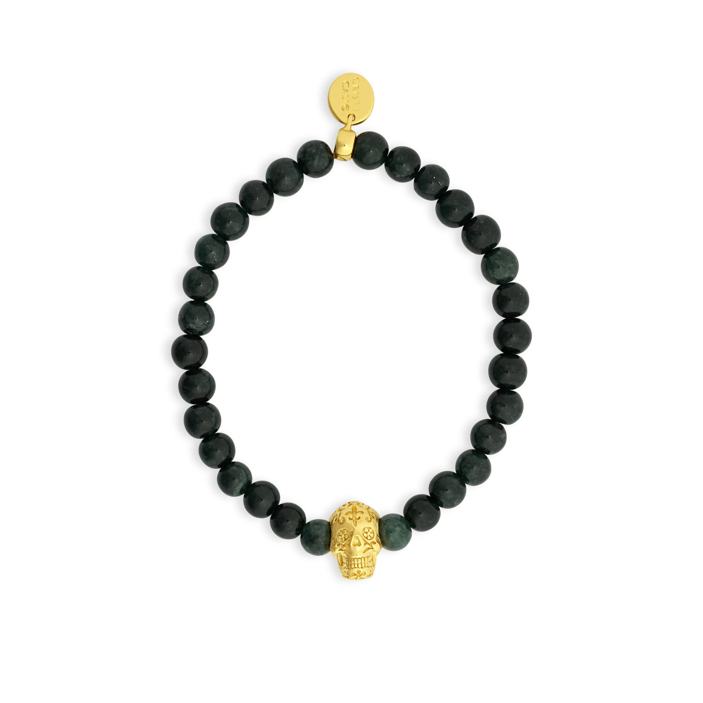 Mayan Jaguar Jade Golden Skull Signature Stretch Bracelet