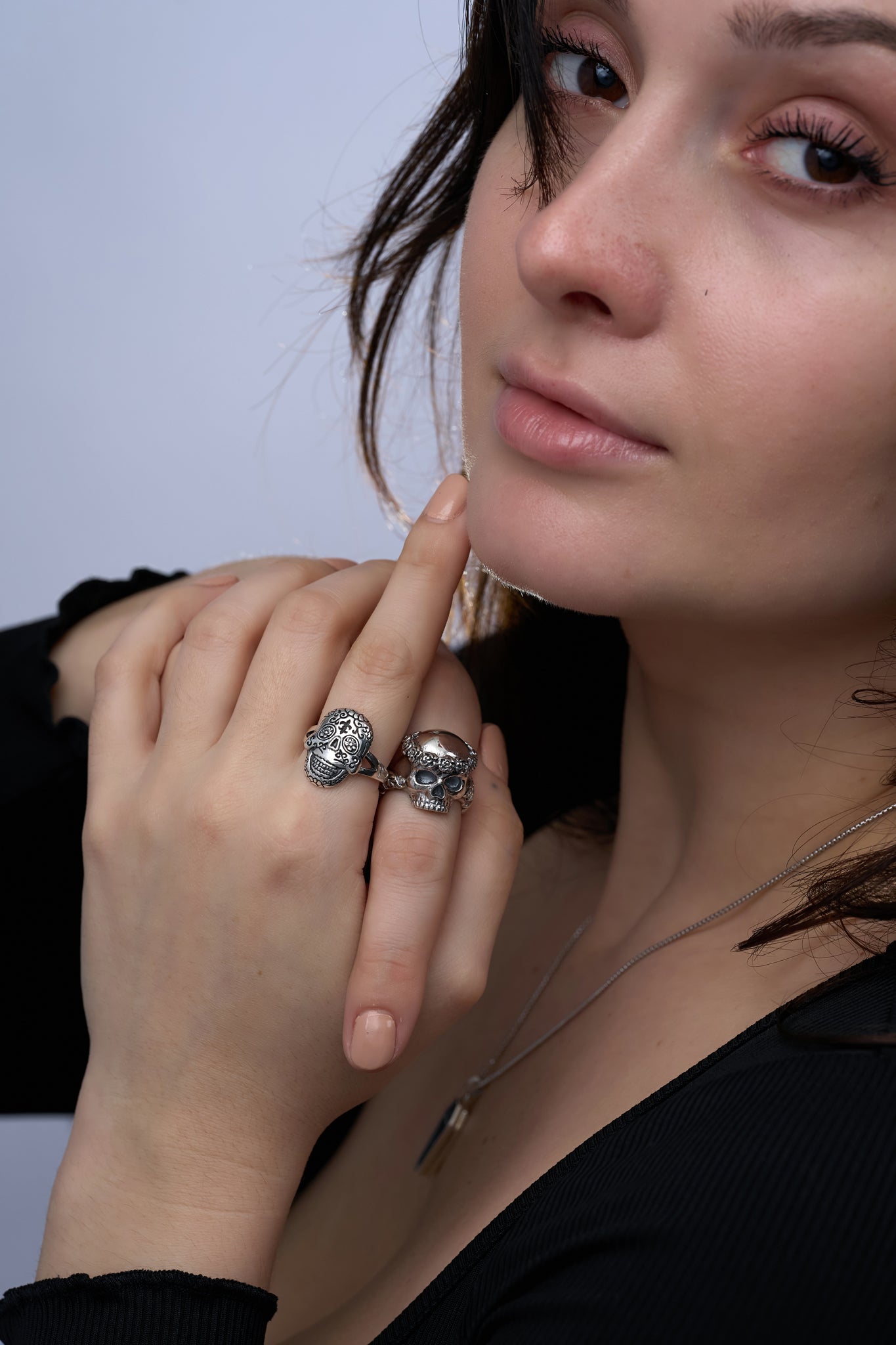 Smell The Roses Skull Ring