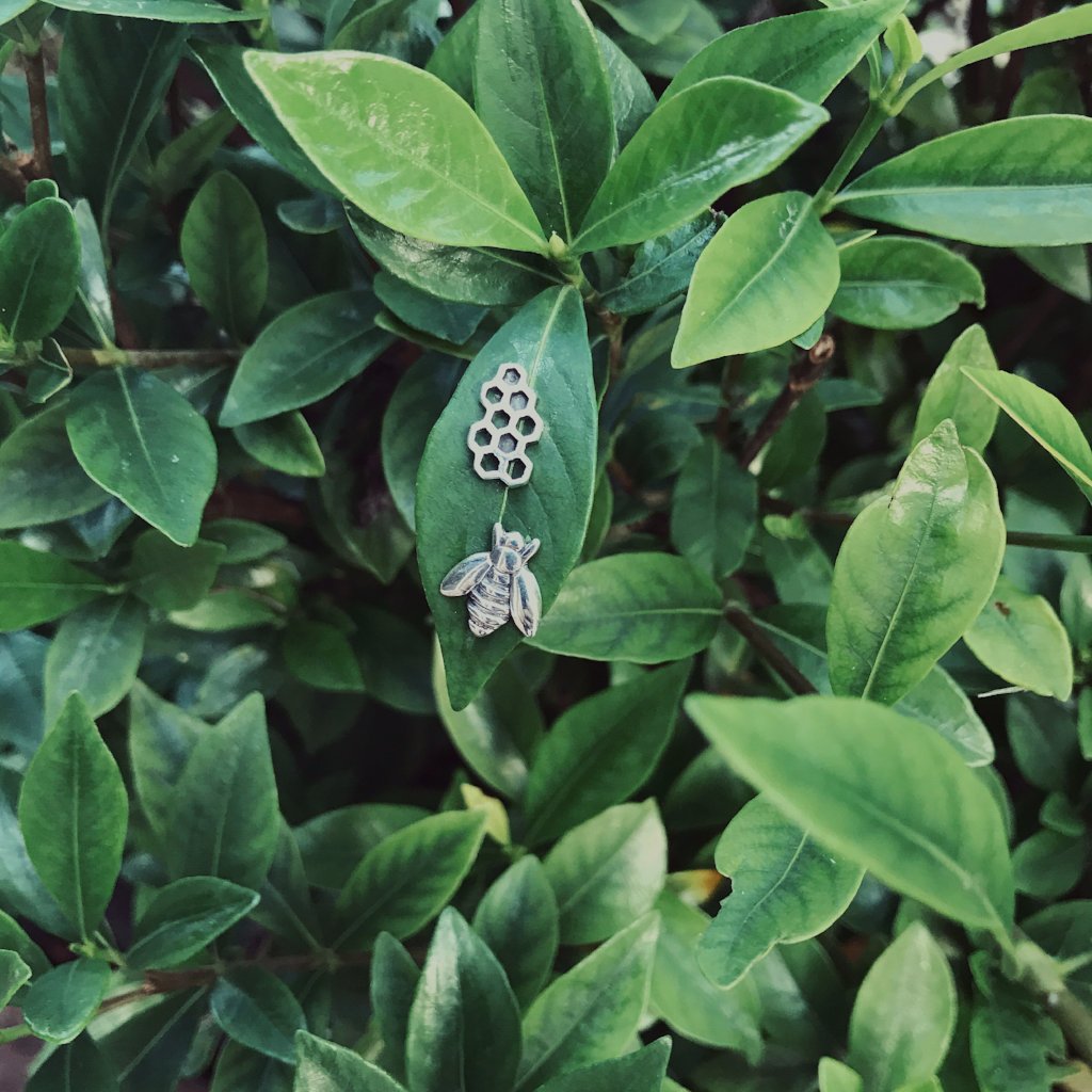 Honeycomb & Bee Earrings